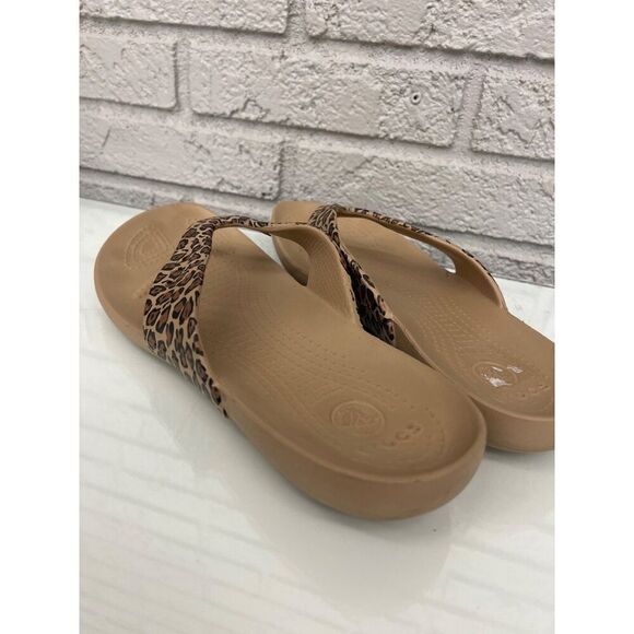 Crocs Women's Kadee Leopard Print Flip-Flop Size 11w - Picture 6 of 7